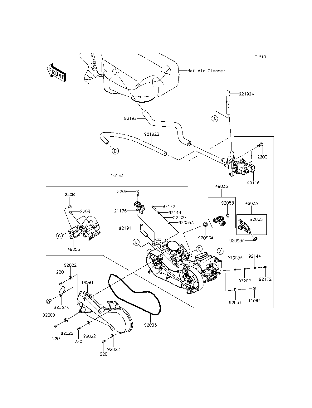 Throttle Diagram and Parts List for KRT800CFF 2015 Kawasaki Lawn Tractor Accessories
