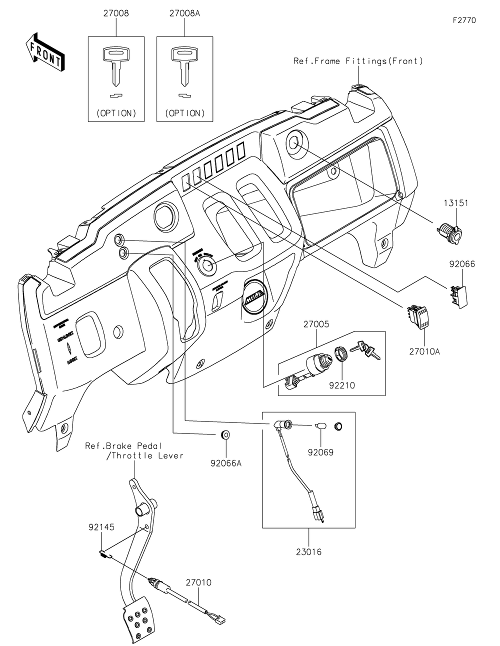 Ignition Switch Diagram and Parts List for KAF400JNFNN 2022 Kawasaki Lawn Tractor Accessories