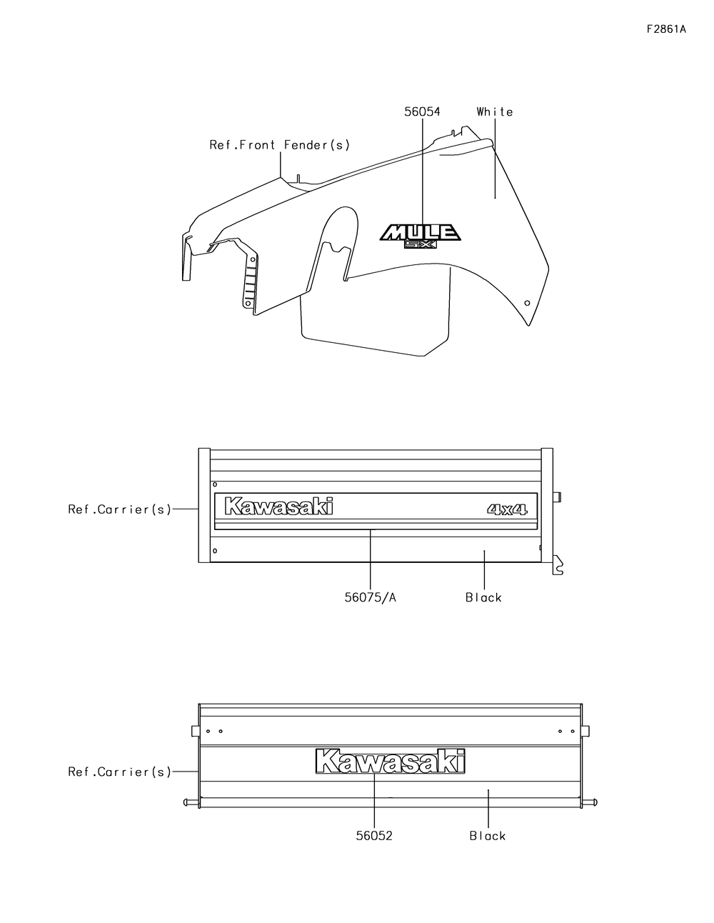 Decals(White)(Njf) Diagram and Parts List for KAF400NJF 2018 Kawasaki Lawn Tractor Accessories