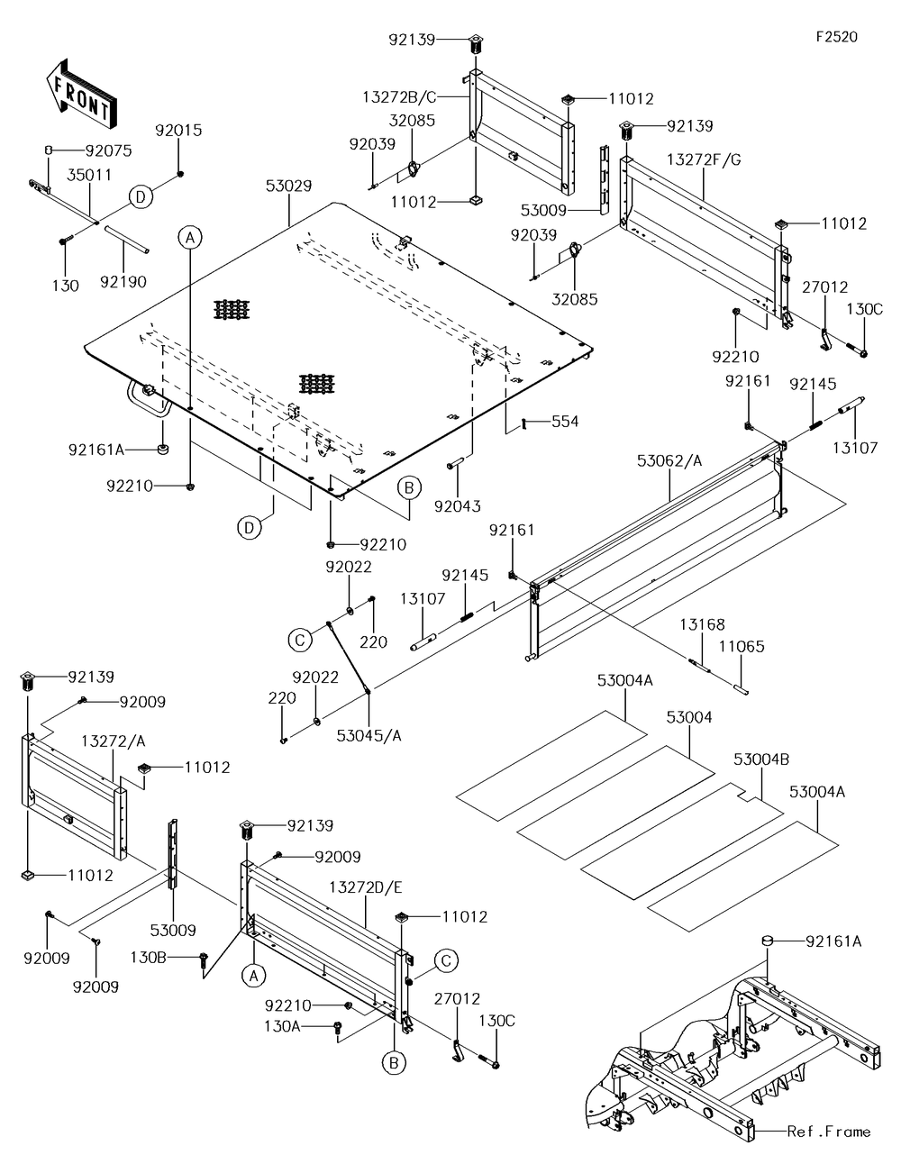 Carrier Diagram and Parts List for KAF620SGF 2016 Kawasaki Lawn Tractor Accessories