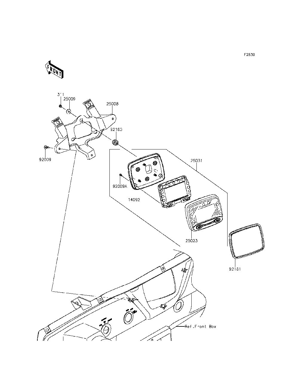 Meter Diagram and Parts List for KRF800DFF 2015 Kawasaki Lawn Tractor Accessories