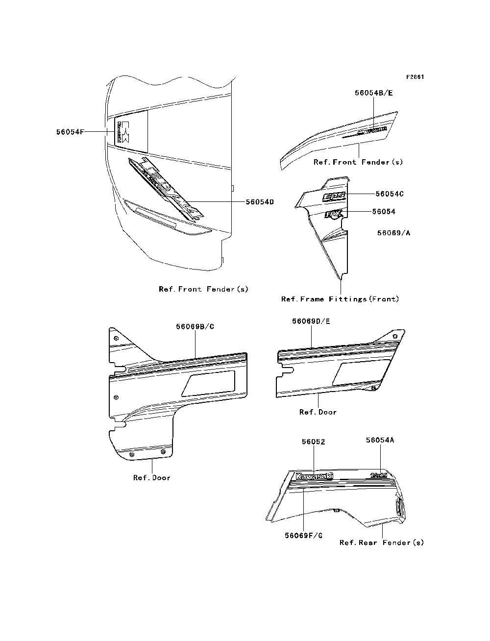 Decals(Orange) Diagram and Parts List for KRT800CEF 2014 Kawasaki Lawn Tractor Accessories