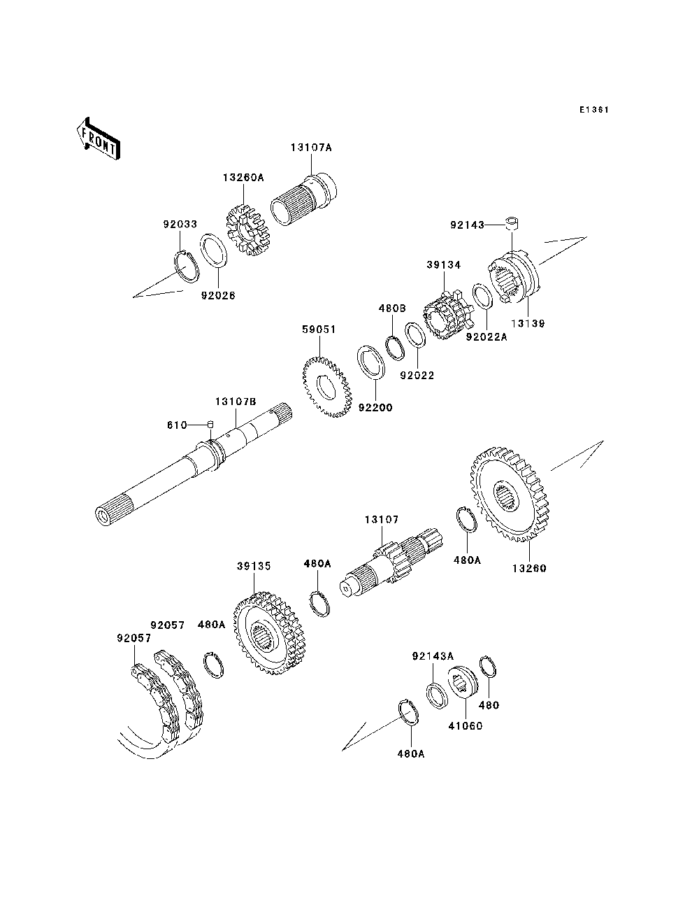 Transmission Diagram and Parts List for KAF620G7F 2007 & Prior Kawasaki Lawn Tractor Accessories