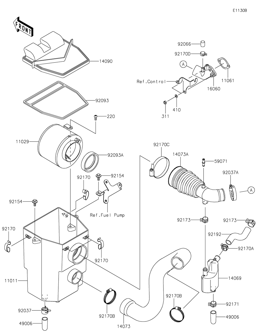 Air Cleaner Diagram and Parts List for KAF400HKF 2019 Kawasaki Lawn Tractor Accessories