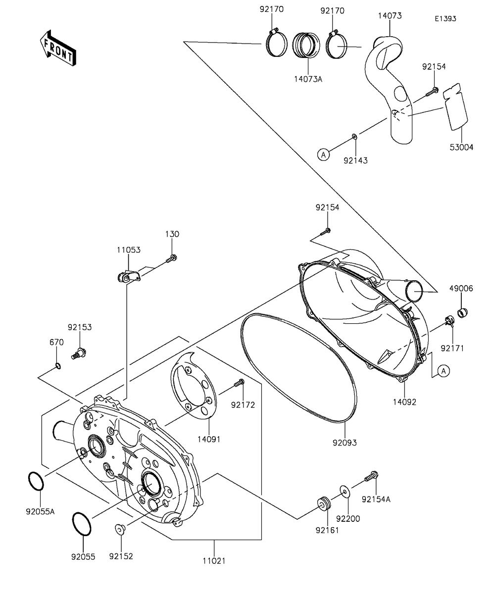 Converter Cover Diagram and Parts List for KAF400EGF 2016 Kawasaki Lawn Tractor Accessories