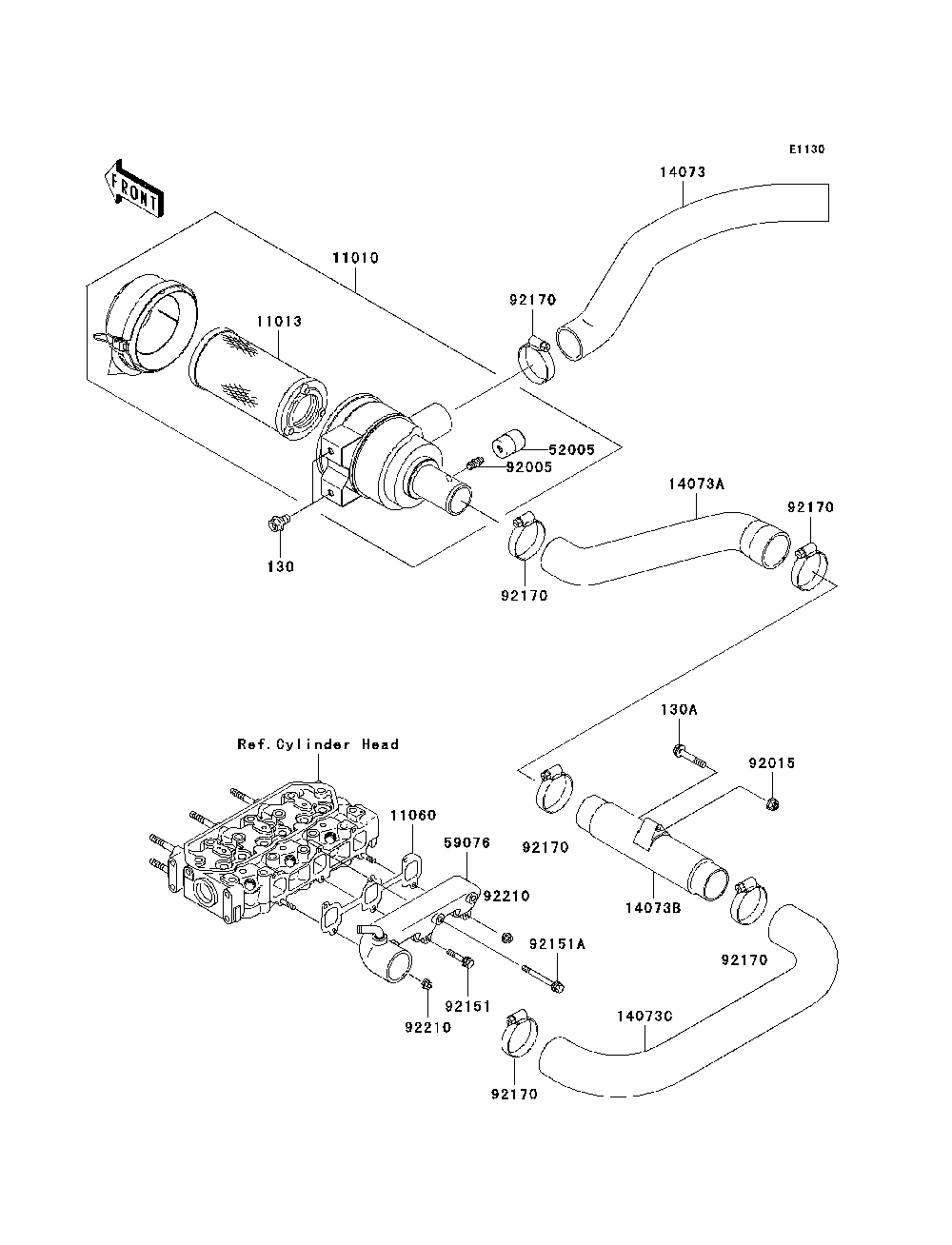 Air Cleaner Diagram and Parts List for KAF950B7F 2007 & Prior Kawasaki Lawn Tractor Accessories
