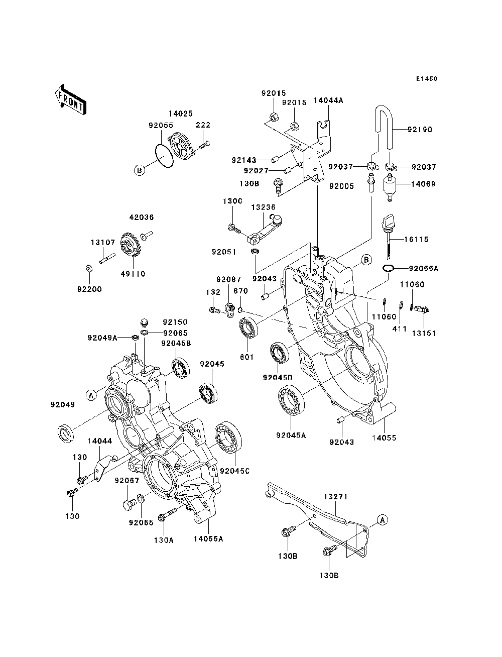 Gear Box Diagram and Parts List for KAF620G7F 2007 & Prior Kawasaki Lawn Tractor Accessories