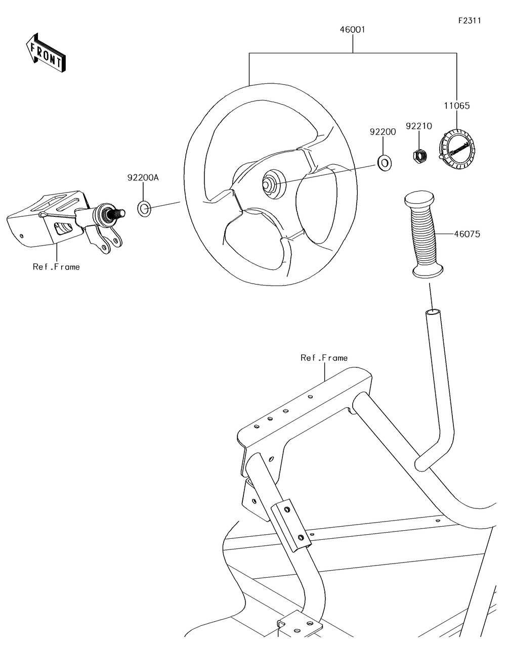 Steering Wheel Diagram and Parts List for KRF800GJF 2018 Kawasaki Lawn Tractor Accessories