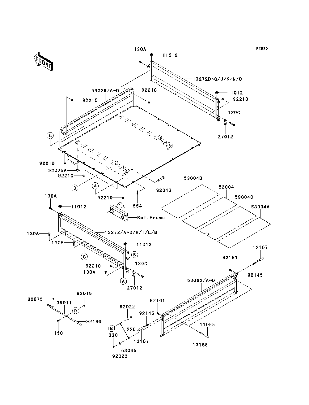Carrier Diagram and Parts List for KAF620MDF 2013 Kawasaki Lawn Tractor Accessories