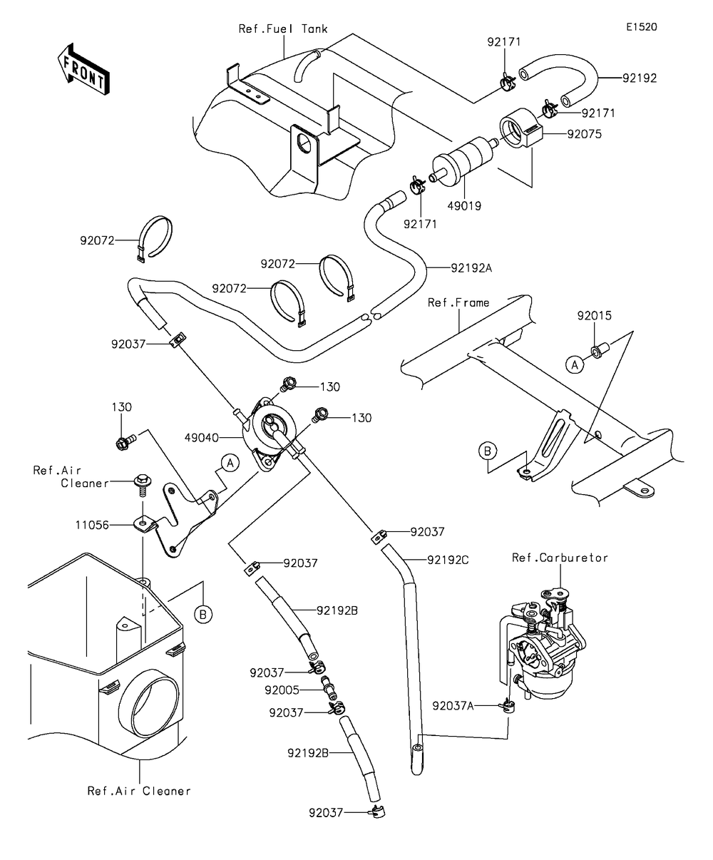Fuel Pump Diagram and Parts List for KAF400AGF 2016 Kawasaki Lawn Tractor Accessories