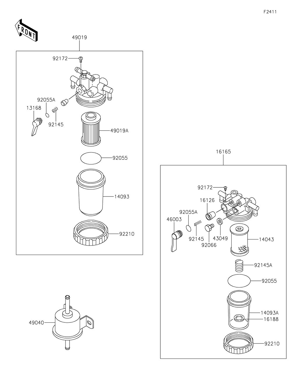 Fuel Filter Diagram and Parts List for KAF1000CKF 2019 Kawasaki Lawn Tractor Accessories