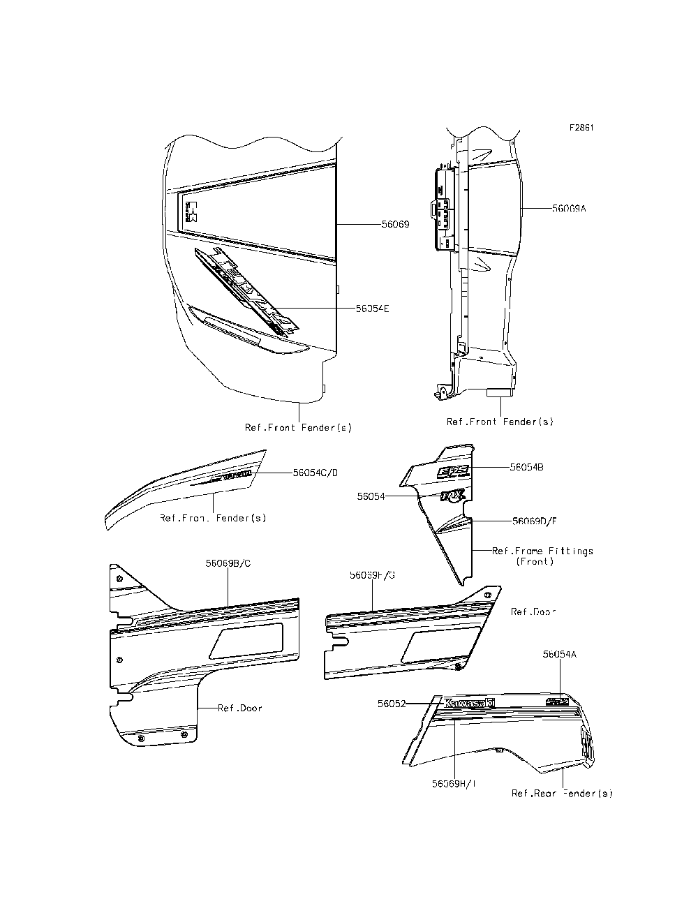 Decals Diagram and Parts List for KRT800BFF 2015 Kawasaki Lawn Tractor Accessories