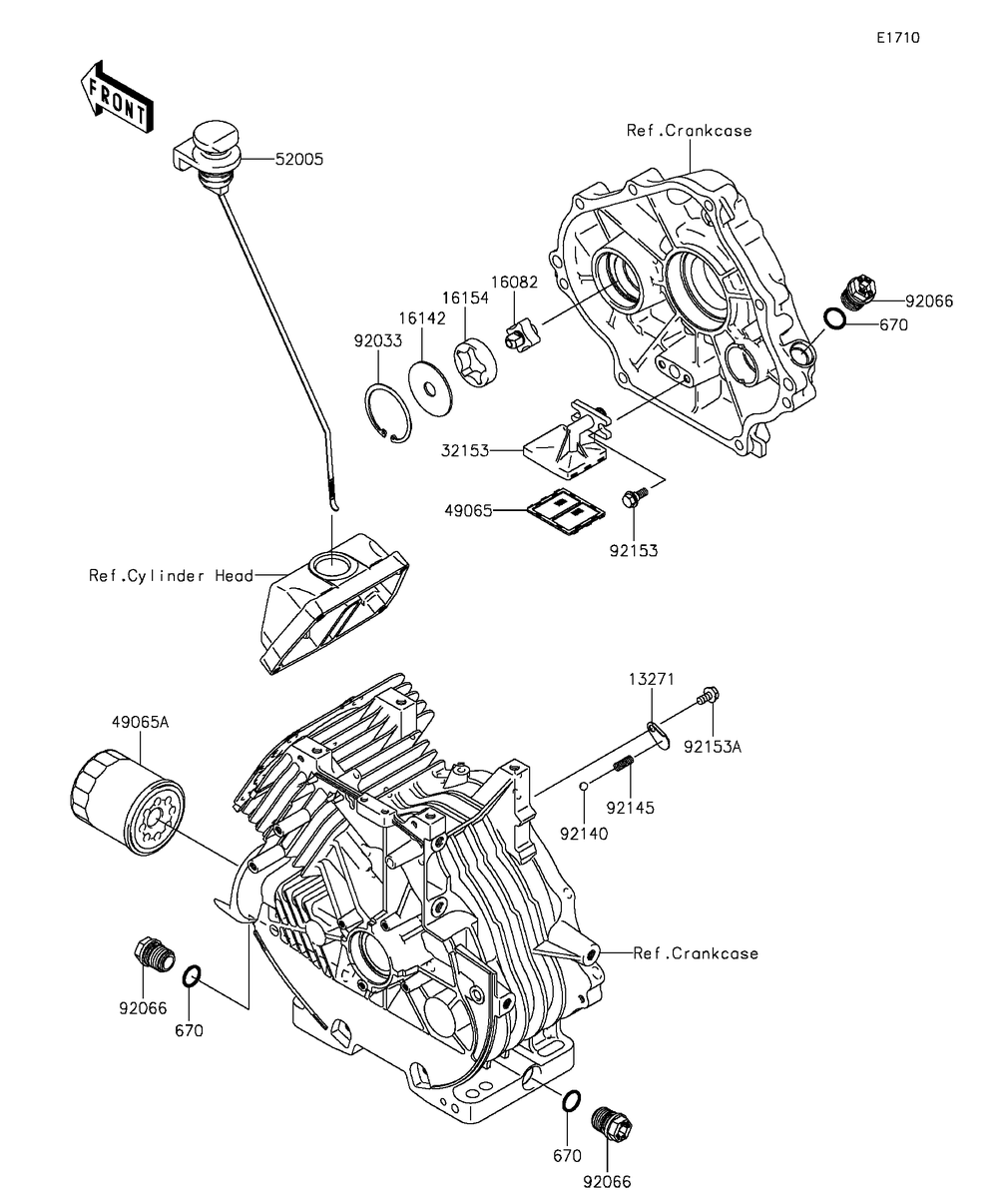 Oil Pump/Oil Filter Diagram and Parts List for KAF400BGF 2016 Kawasaki Lawn Tractor Accessories