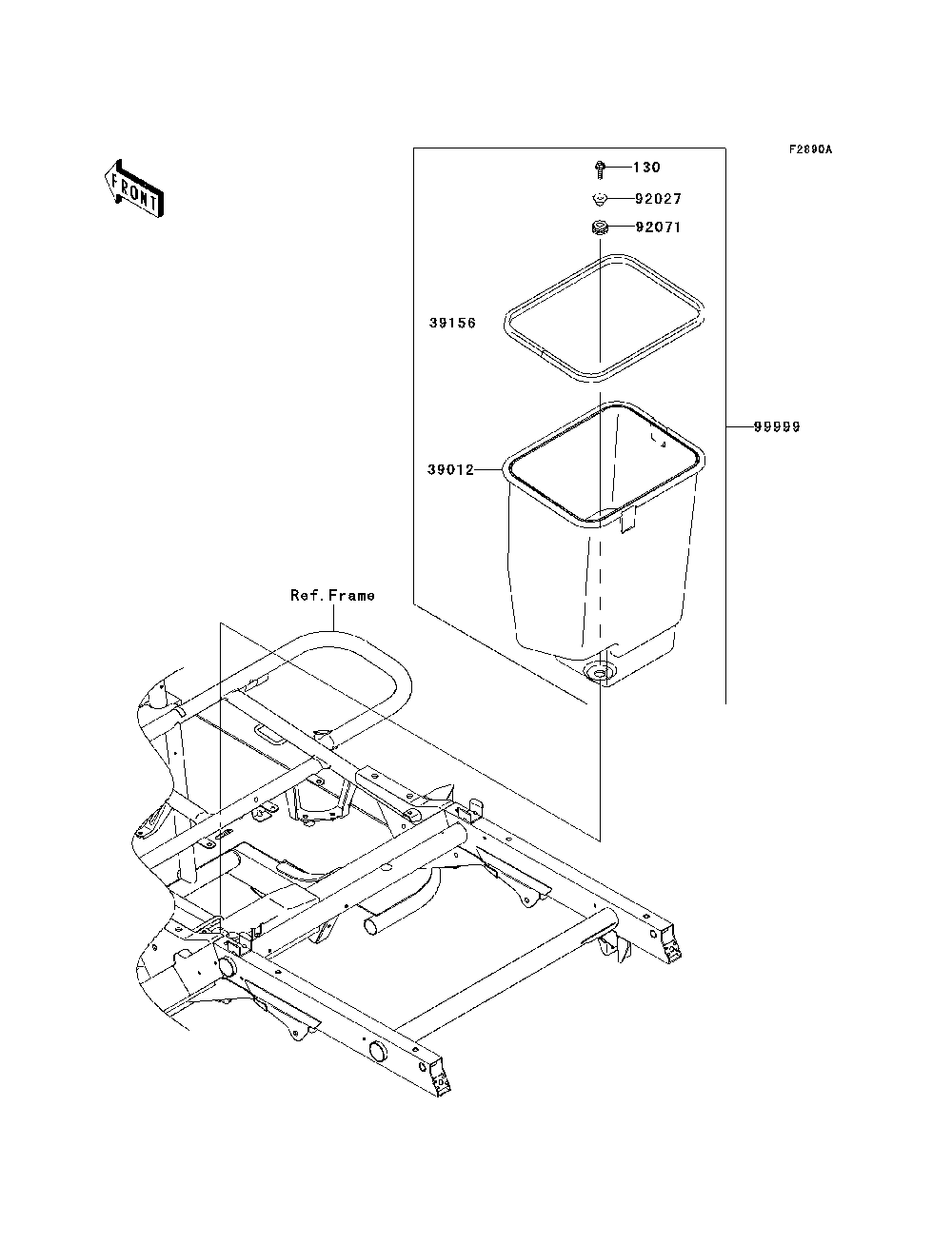 Optional Parts(Frame) Diagram and Parts List for KAF400C7F 2007 & Prior Kawasaki Lawn Tractor Accessories