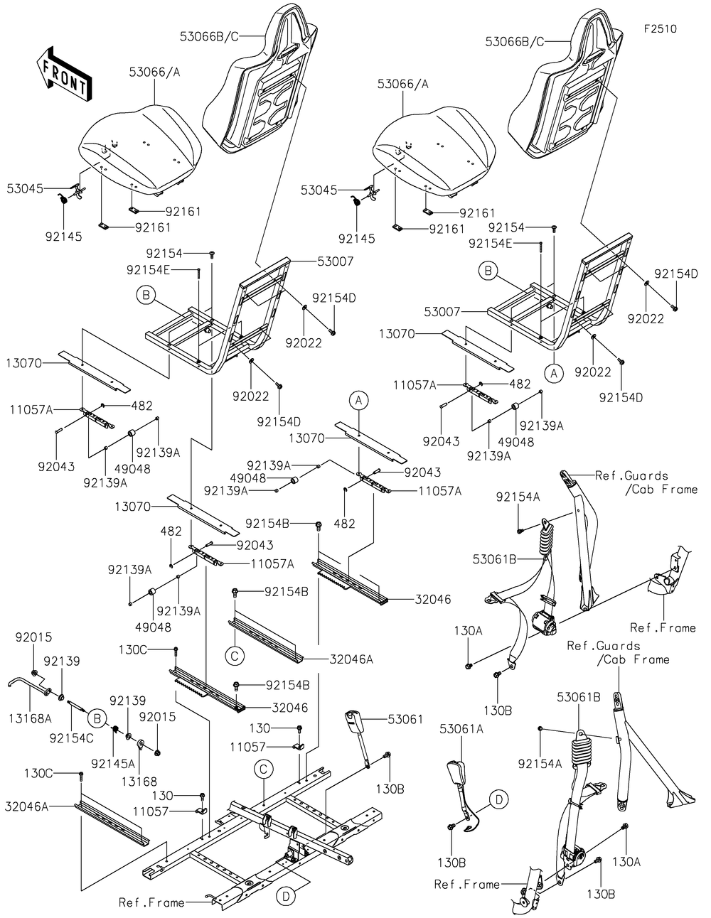 Seat Diagram and Parts List for KRF1000ALF 2020 Kawasaki Lawn Tractor Accessories