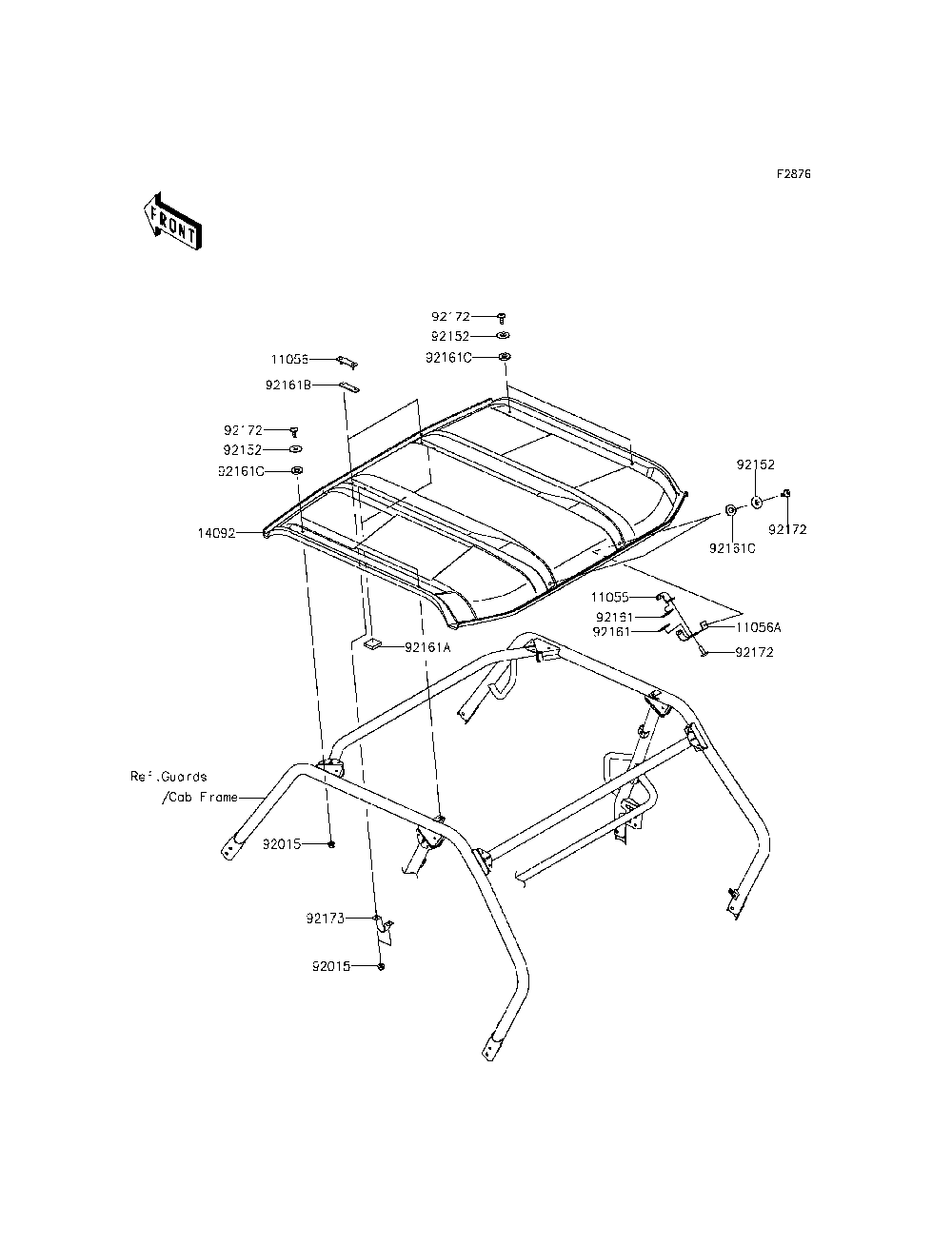 Sun Top Diagram and Parts List for KRF800CEF 2014 Kawasaki Lawn Tractor Accessories