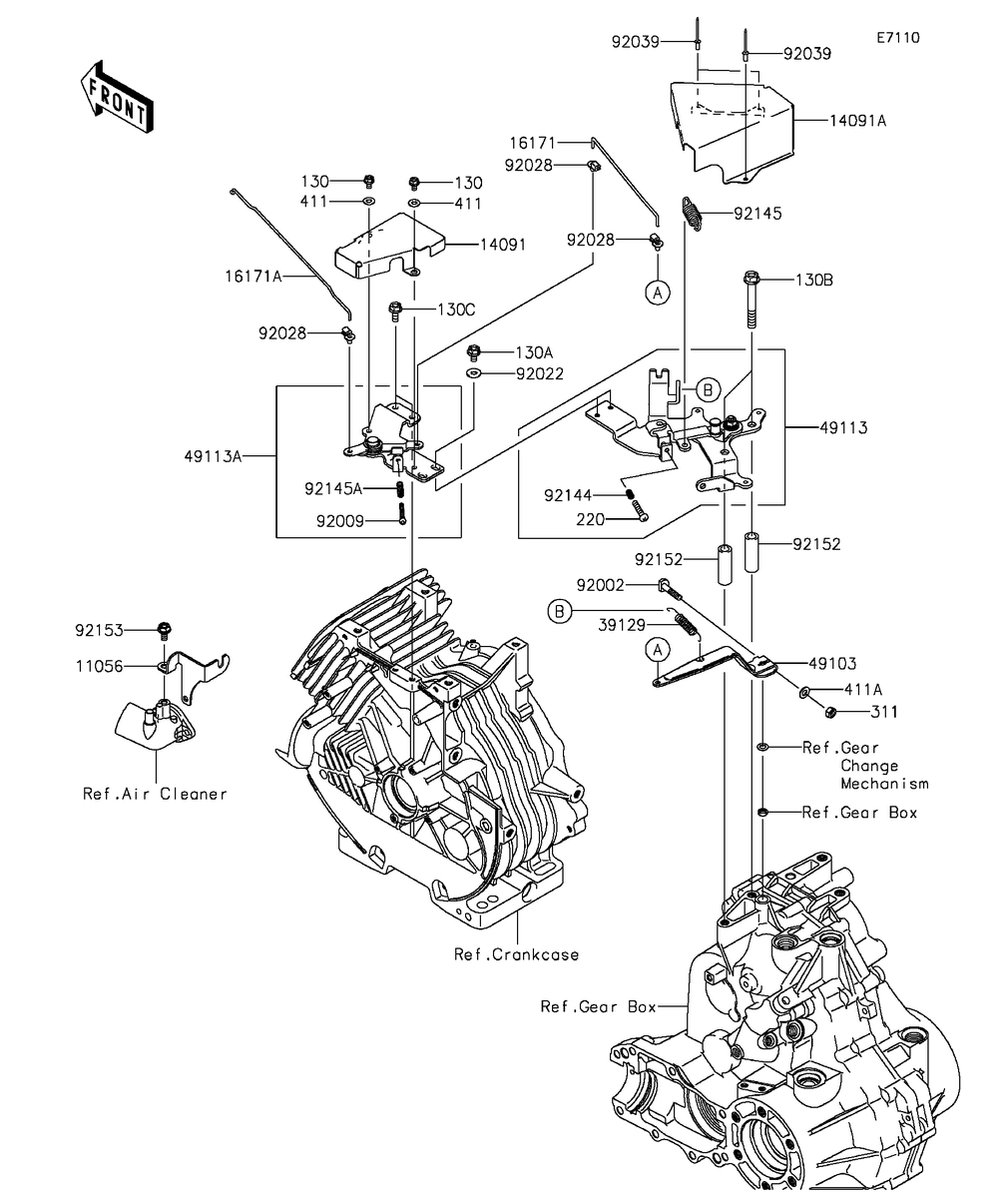 Control Diagram and Parts List for KAF400BGF 2016 Kawasaki Lawn Tractor Accessories