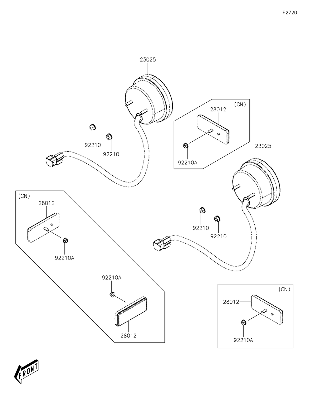 Taillight Diagram and Parts List for KAF700AMFNN 2021 Kawasaki Lawn Tractor Accessories