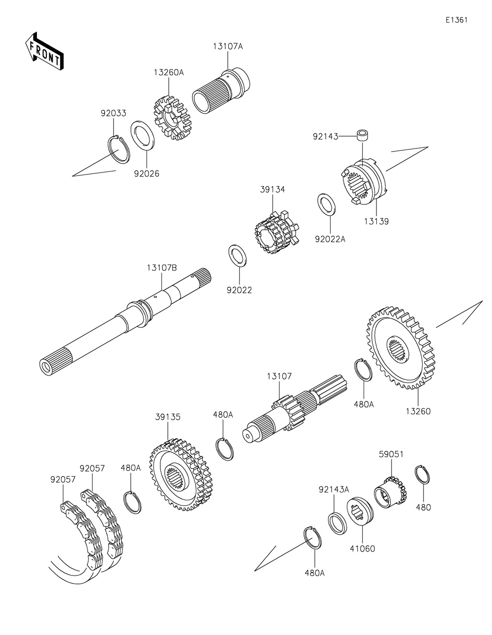 Transmission Diagram and Parts List for KAF620PKF 2019 Kawasaki Lawn Tractor Accessories