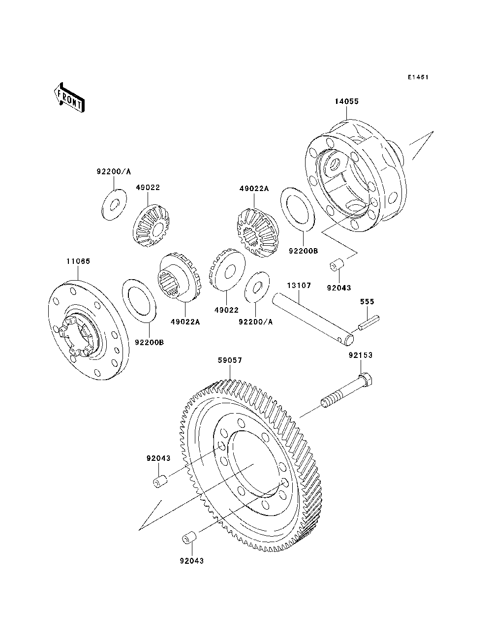 Differential Diagram and Parts List for KAF620E7F 2007 & Prior Kawasaki Lawn Tractor Accessories