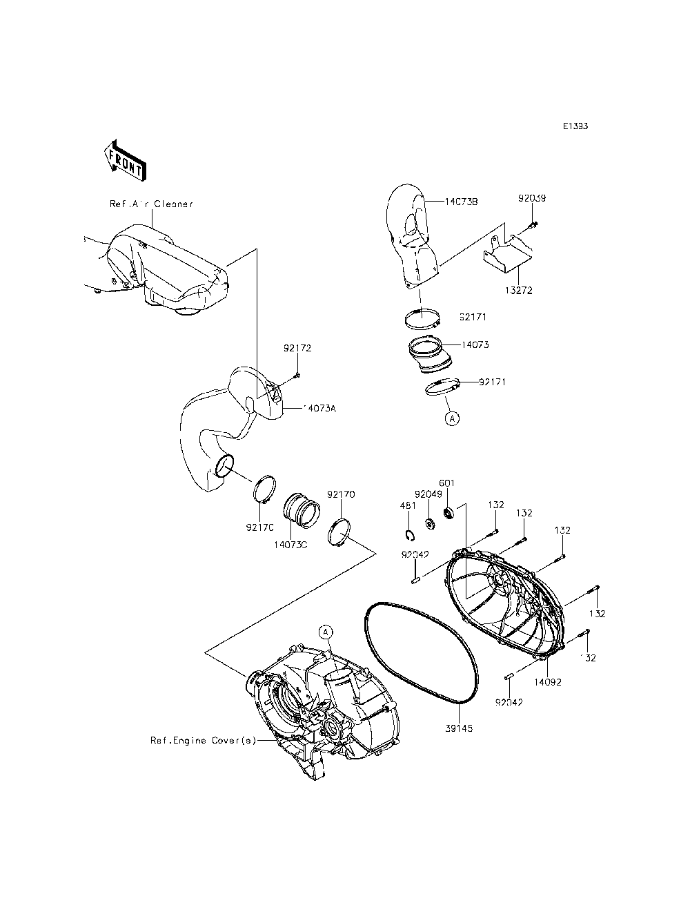 Converter Cover Diagram and Parts List for KRT800CFF 2015 Kawasaki Lawn Tractor Accessories
