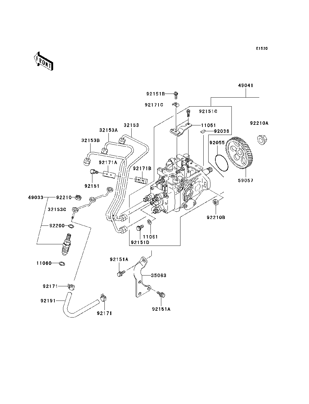Fuel Injection Diagram and Parts List for KAF950B7F 2007 & Prior Kawasaki Lawn Tractor Accessories