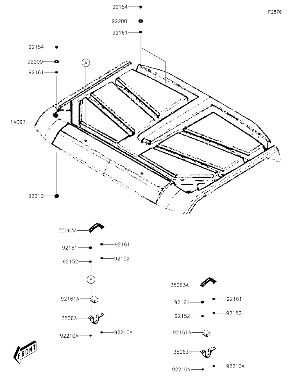 Sun Top Diagram and Parts List for KAF700DNFNN 2022 Kawasaki Lawn Tractor Accessories