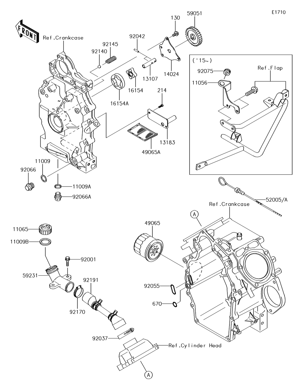 Oil Pump/Oil Filter Diagram and Parts List for KAF620PGF 2016 Kawasaki Lawn Tractor Accessories