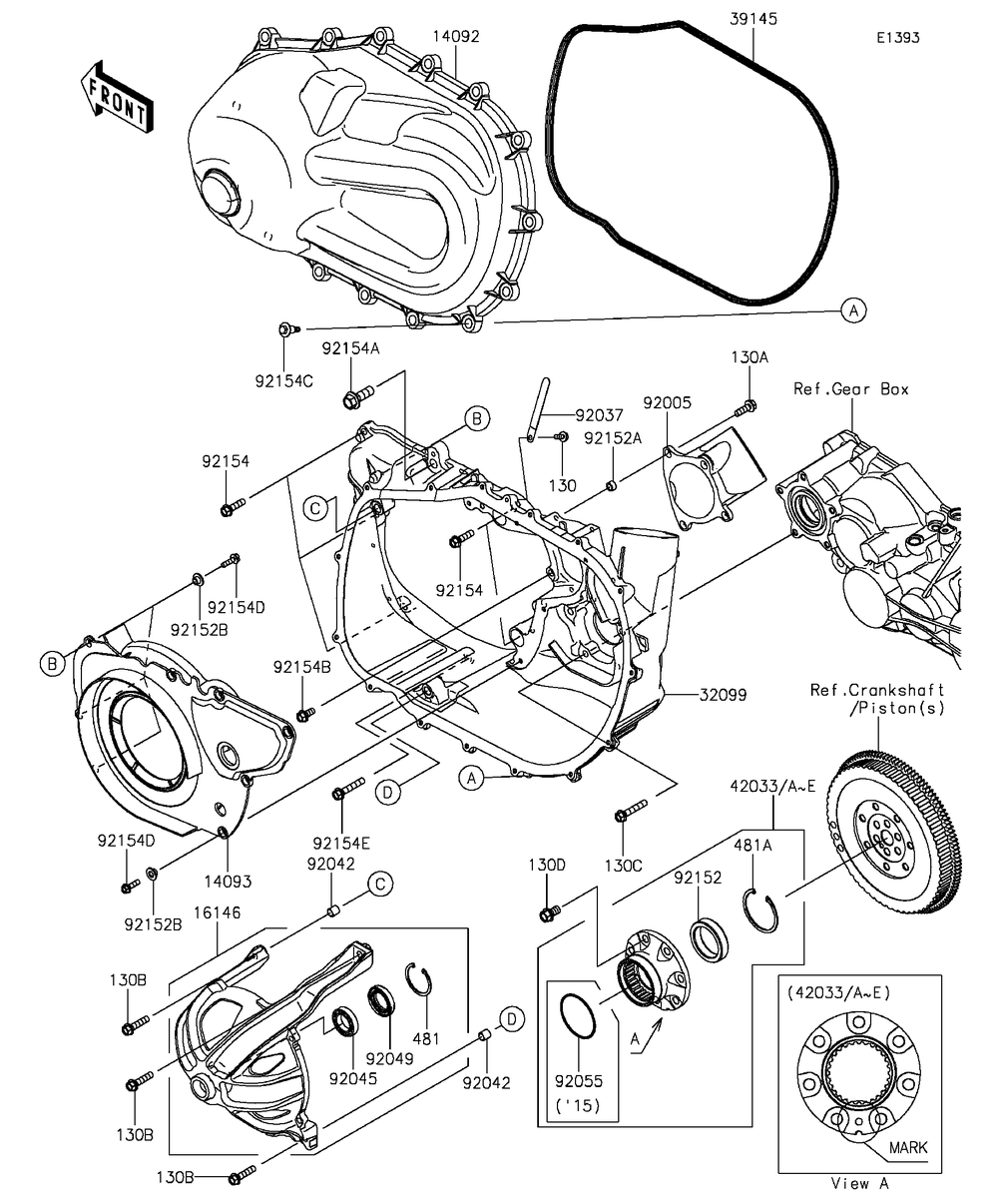 Converter Cover Diagram and Parts List for KAF820BGF 2016 Kawasaki Lawn Tractor Accessories