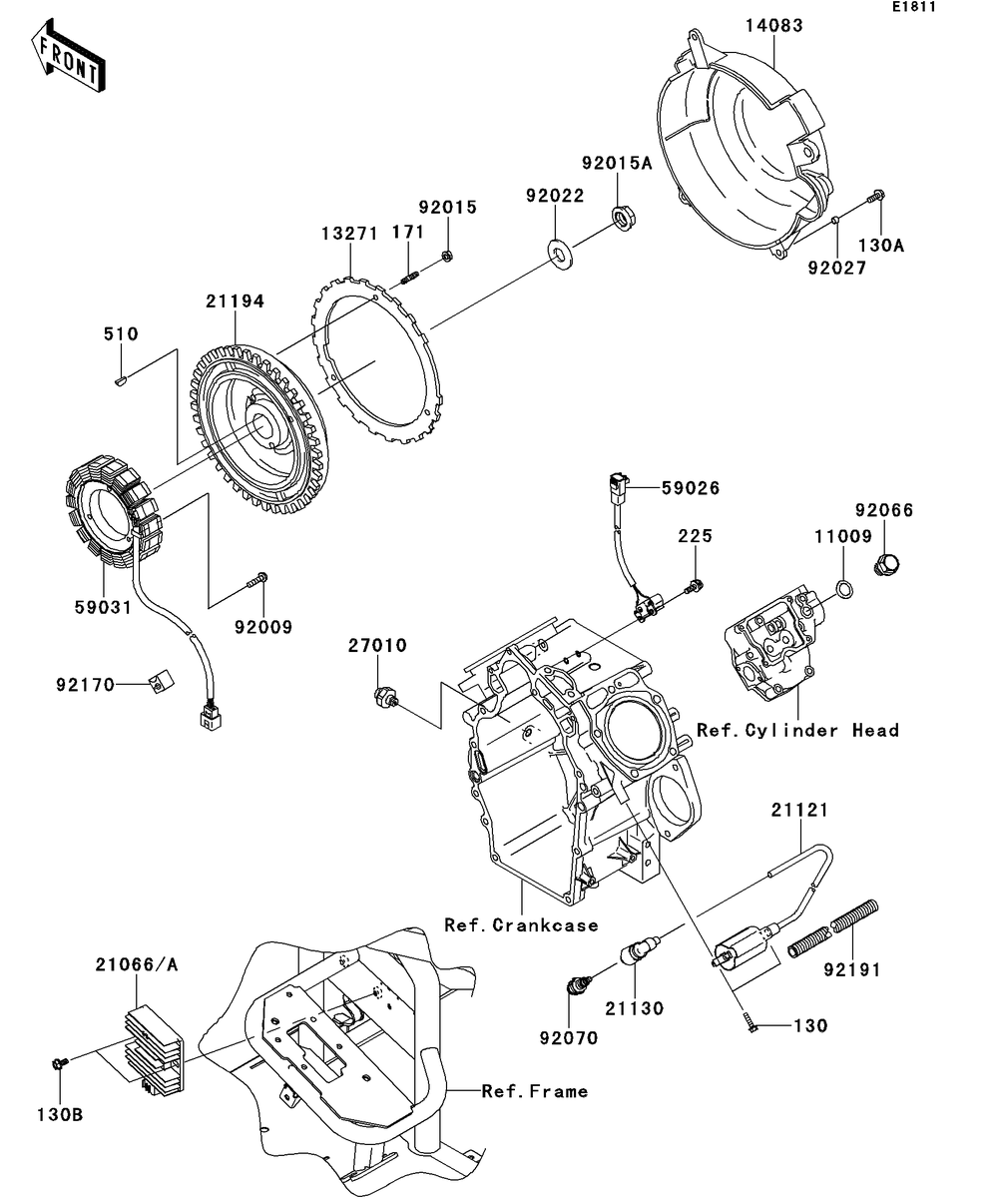 Generator/Ignition Coil Diagram and Parts List for KAF620RDFA 2013 Kawasaki Lawn Tractor Accessories