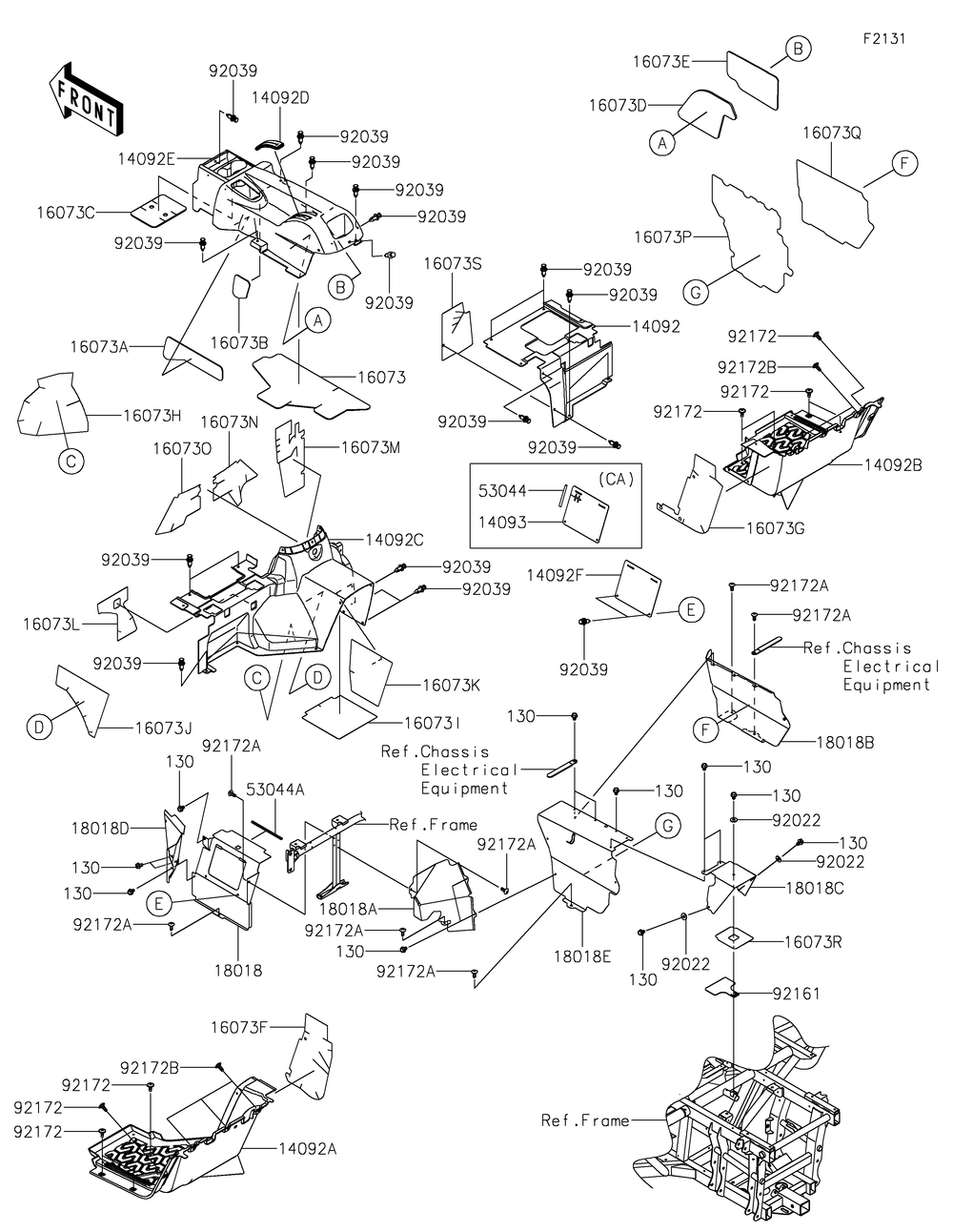 Frame Fittings-Rear Diagram and Parts List for KRT800FPFNN 2023 Kawasaki Lawn Tractor Accessories