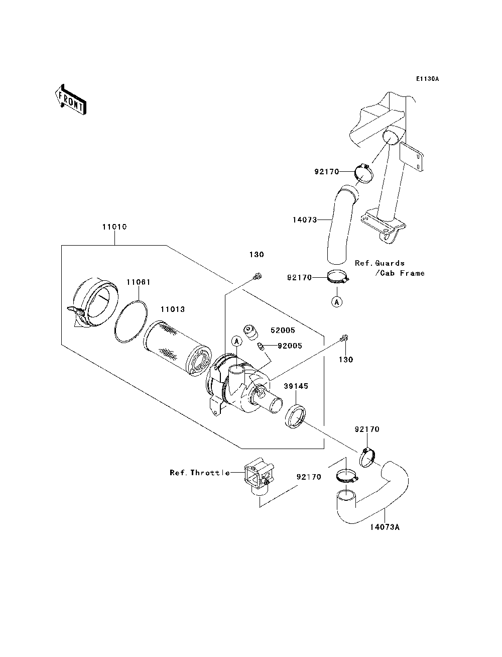 Air Cleaner Diagram and Parts List for KAF620MDF 2013 Kawasaki Lawn Tractor Accessories