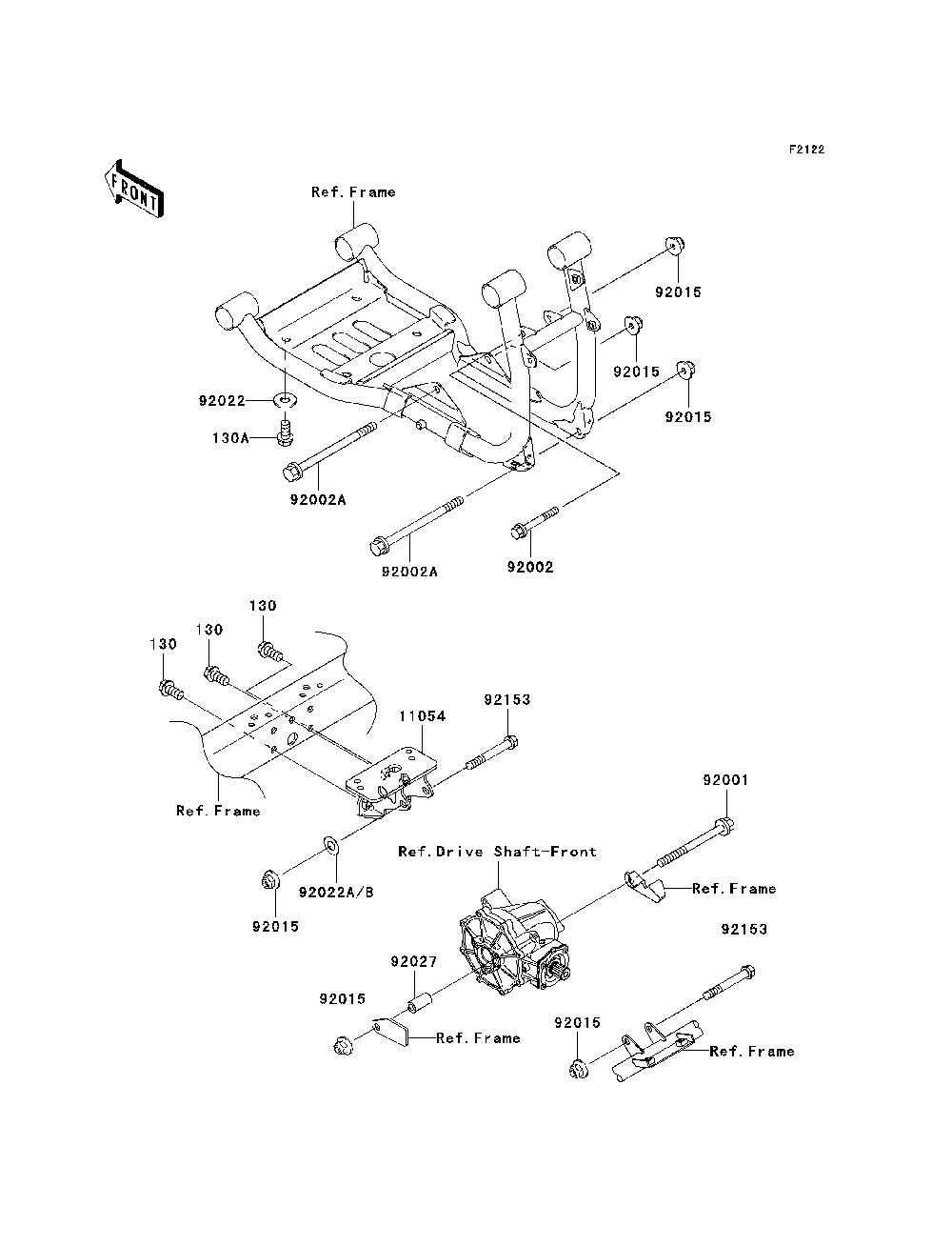 Engine Mount Diagram and Parts List for KAF950D8F 2008 Kawasaki Lawn Tractor Accessories