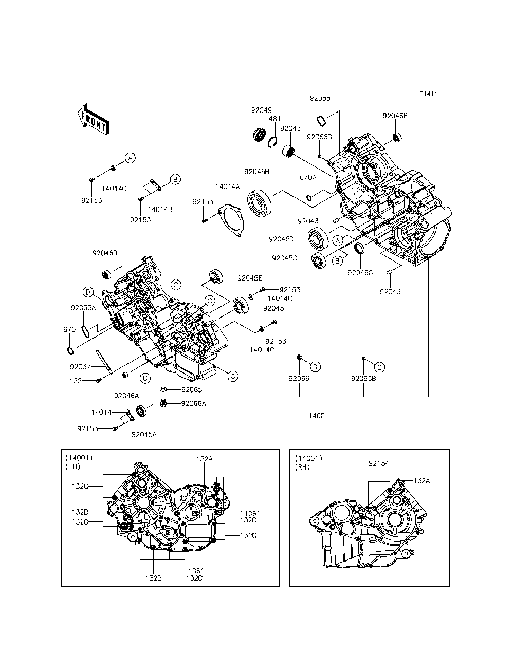 Crankcase Diagram and Parts List for KRT800CFF 2015 Kawasaki Lawn Tractor Accessories
