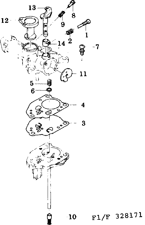 Choke shaft Diagram and Parts List for FA130D-1MP  Kawasaki Generator