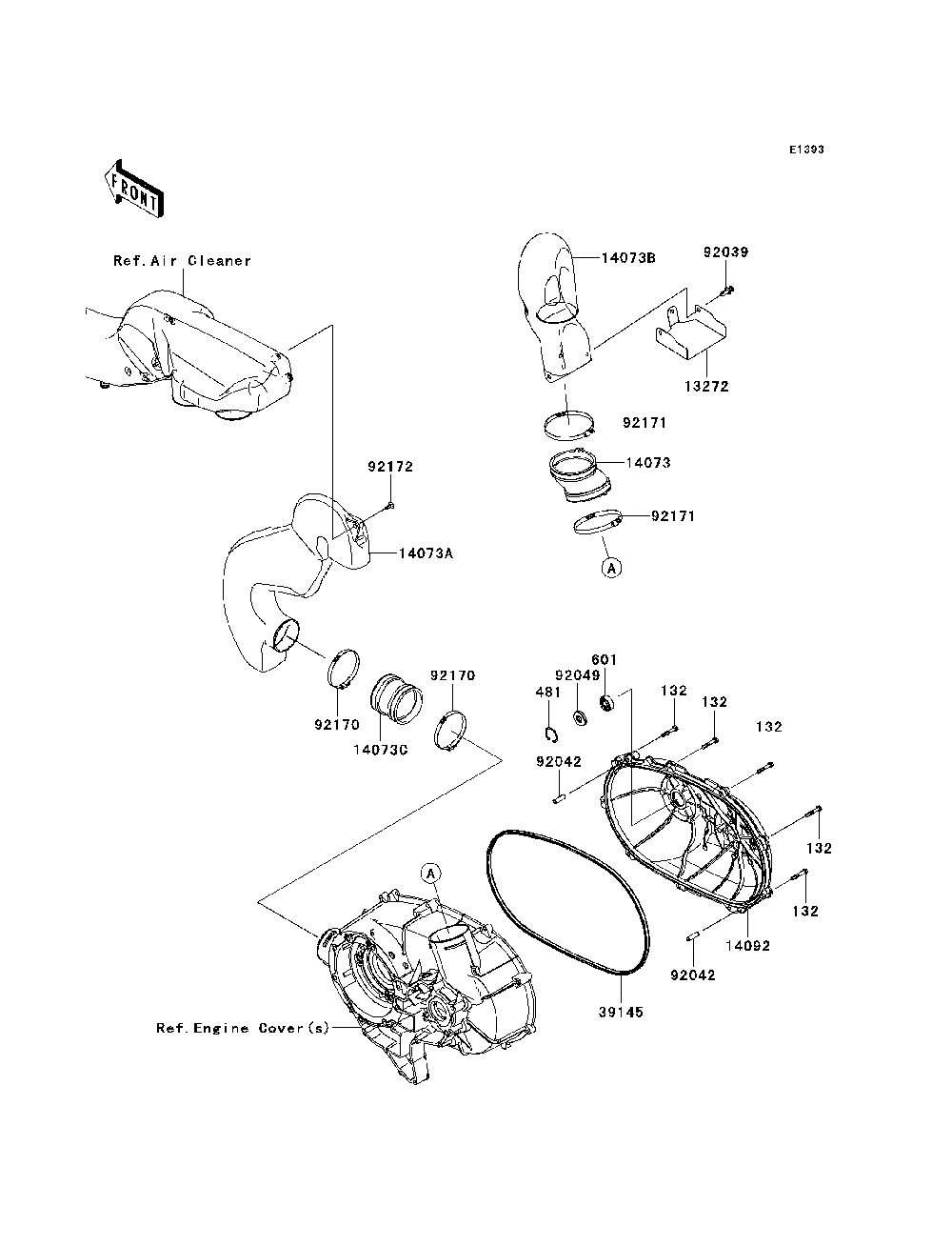 Converter Cover Diagram and Parts List for KRT800BEF 2014 Kawasaki Lawn Tractor Accessories