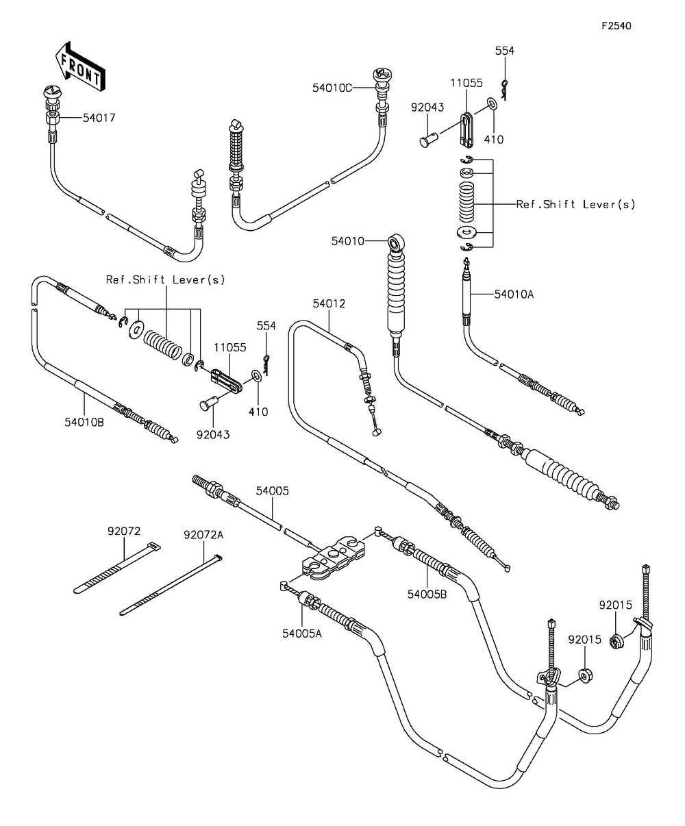 Cables Diagram and Parts List for KAF400AGF 2016 Kawasaki Lawn Tractor Accessories