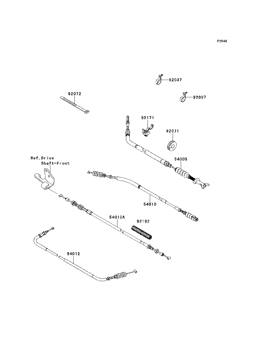 Cables Diagram and Parts List for KRF750RCS 2012 Kawasaki Lawn Tractor Accessories
