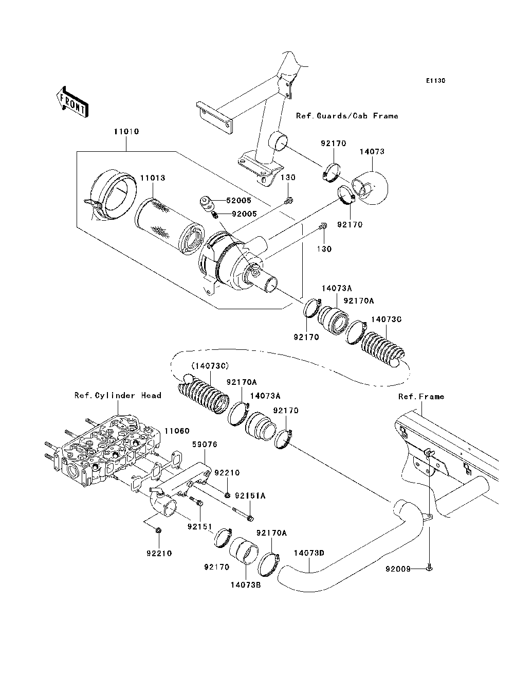 Air Cleaner Diagram and Parts List for KAF950E8F 2008 Kawasaki Lawn Tractor Accessories