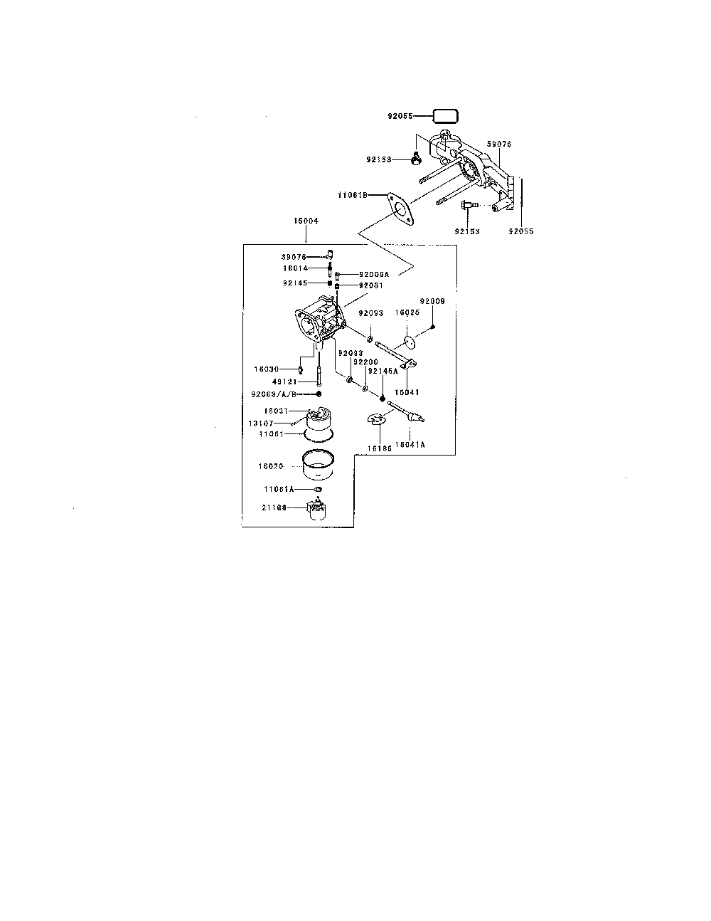 Carburetor Diagram and Parts List for FR600V-AS06  Kawasaki Engine