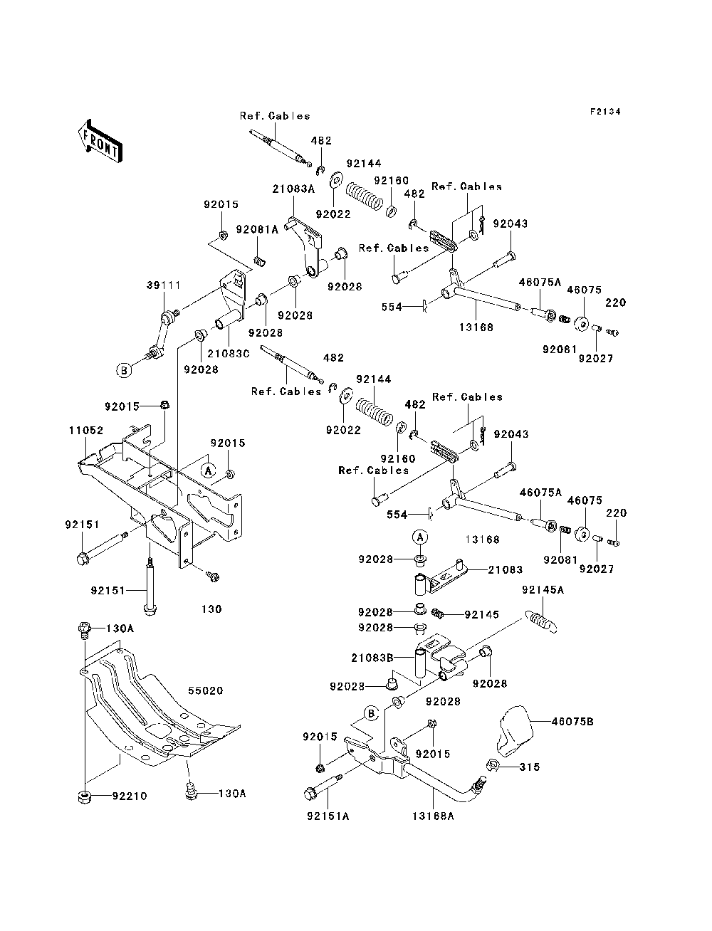 Shift Lever Diagram and Parts List for KAF950C7F 2007 & Prior Kawasaki Lawn Tractor Accessories