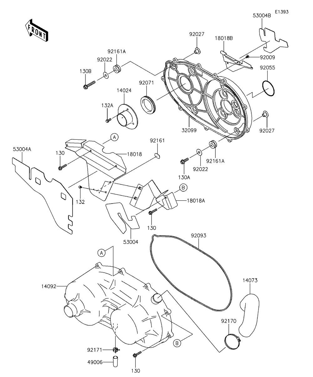 Converter Cover Diagram and Parts List for KAF620RFF 2015 Kawasaki Lawn Tractor Accessories