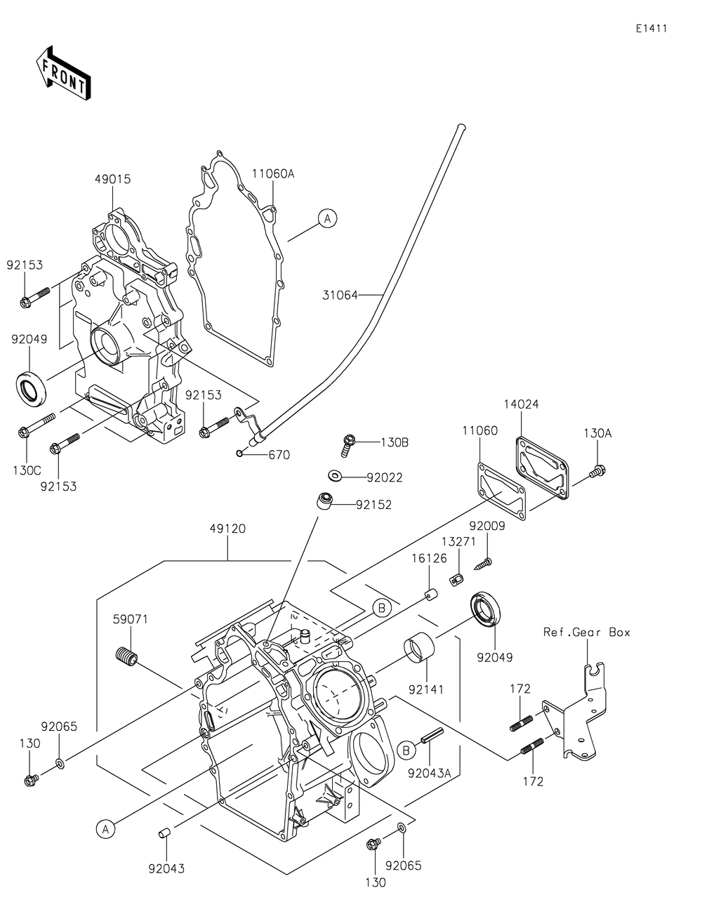 Crankcase Diagram and Parts List for KAF620PKF 2019 Kawasaki Lawn Tractor Accessories