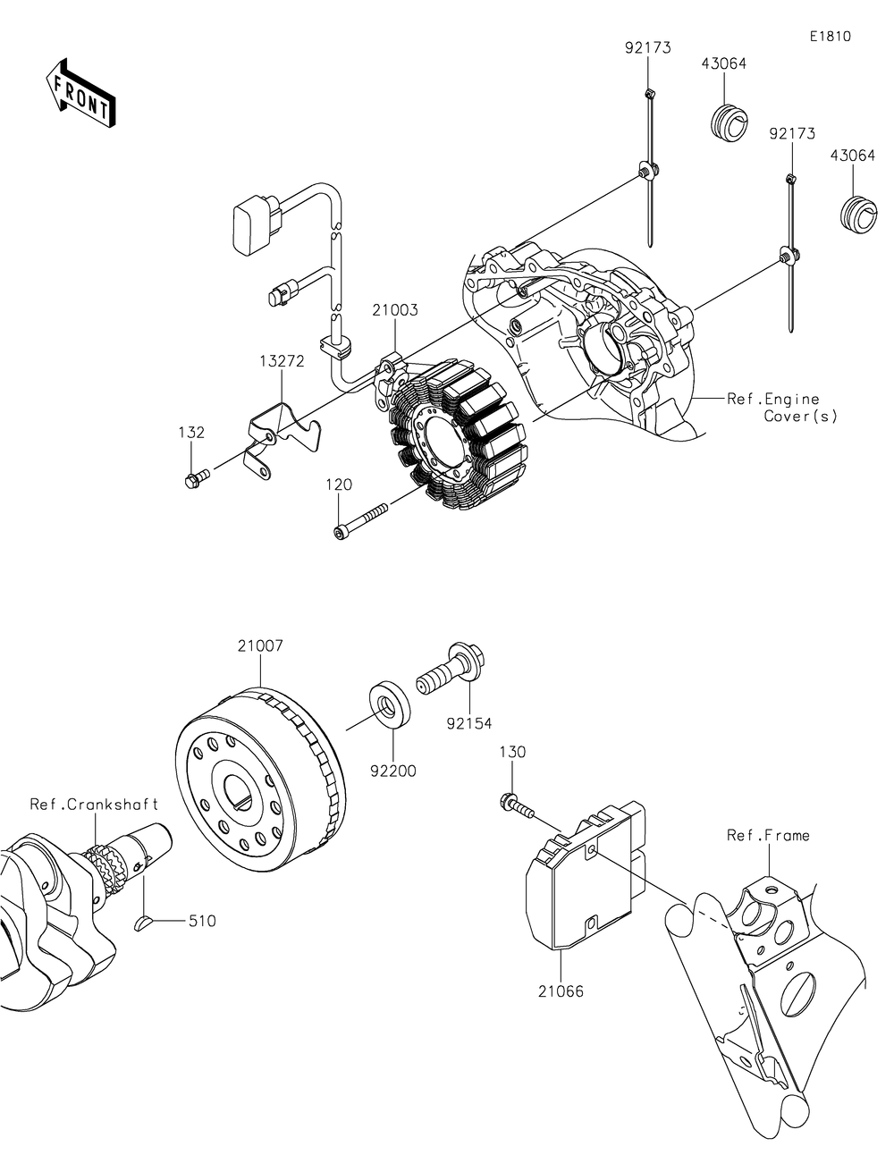 Generator Diagram and Parts List for KRF1000CMFNN 2021 Kawasaki Lawn Tractor Accessories