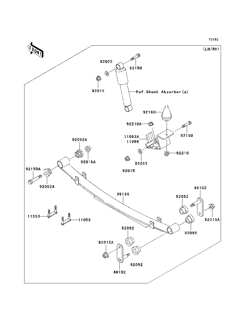 Rear Suspension Diagram and Parts List for KAF620E7F 2007 & Prior Kawasaki Lawn Tractor Accessories