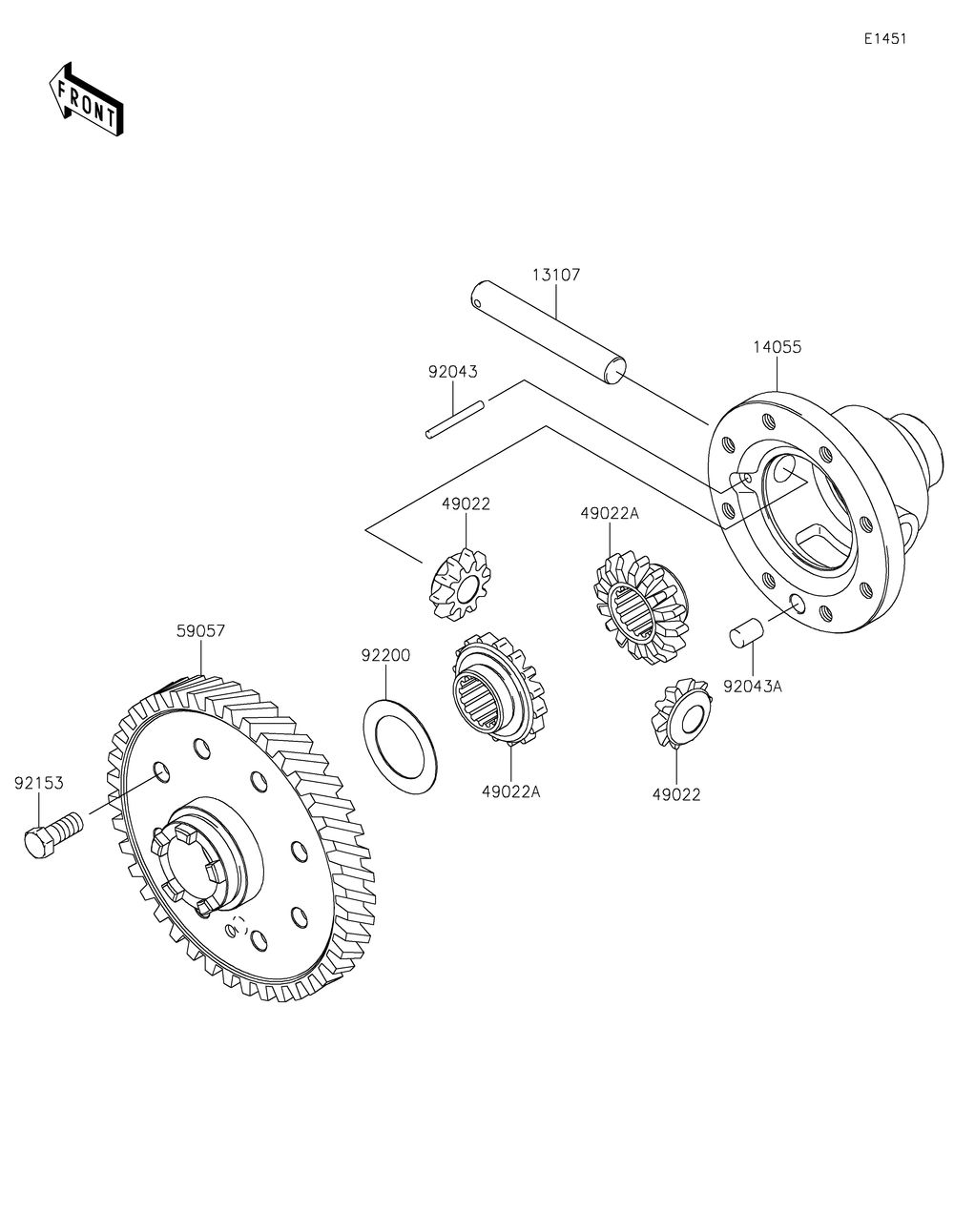 Differential Diagram and Parts List for KAF400JNFNN 2022 Kawasaki Lawn Tractor Accessories