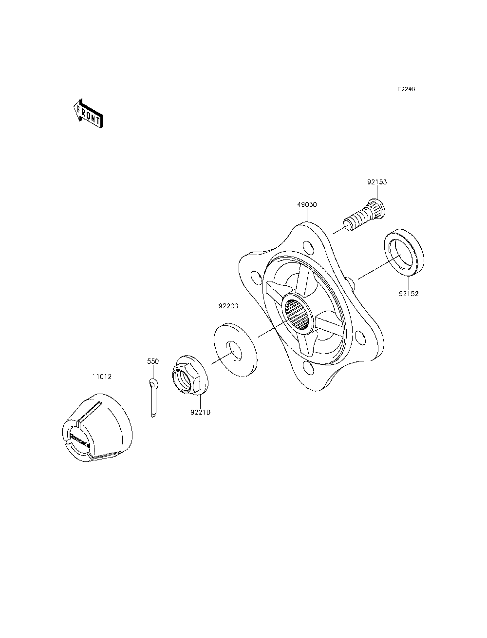 Rear Hubs/Brakes Diagram and Parts List for KRT800DFF 2015 Kawasaki Lawn Tractor Accessories