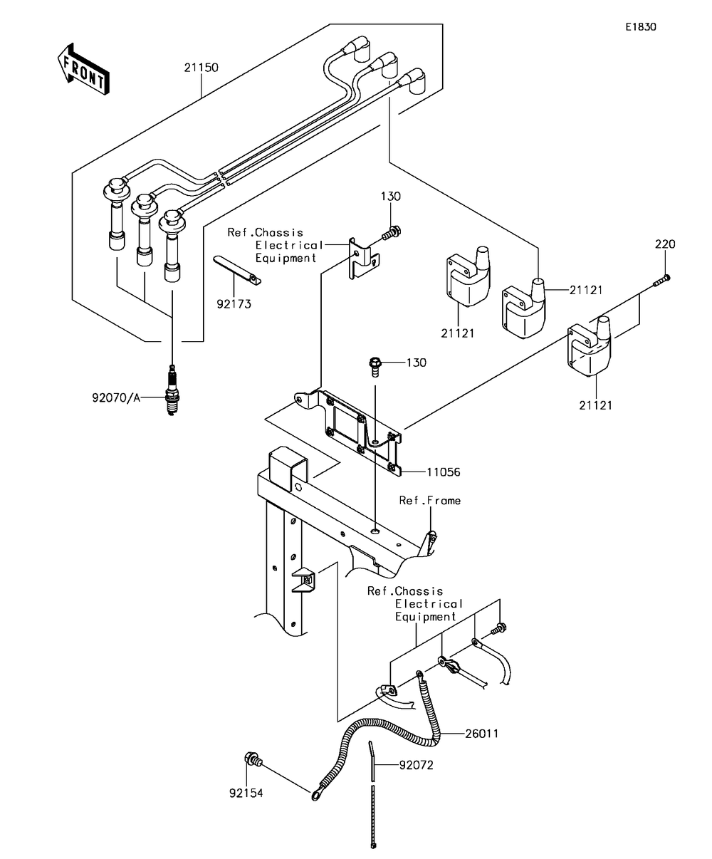 Ignition System Diagram and Parts List for KAF820AHF 2017 Kawasaki Lawn Tractor Accessories