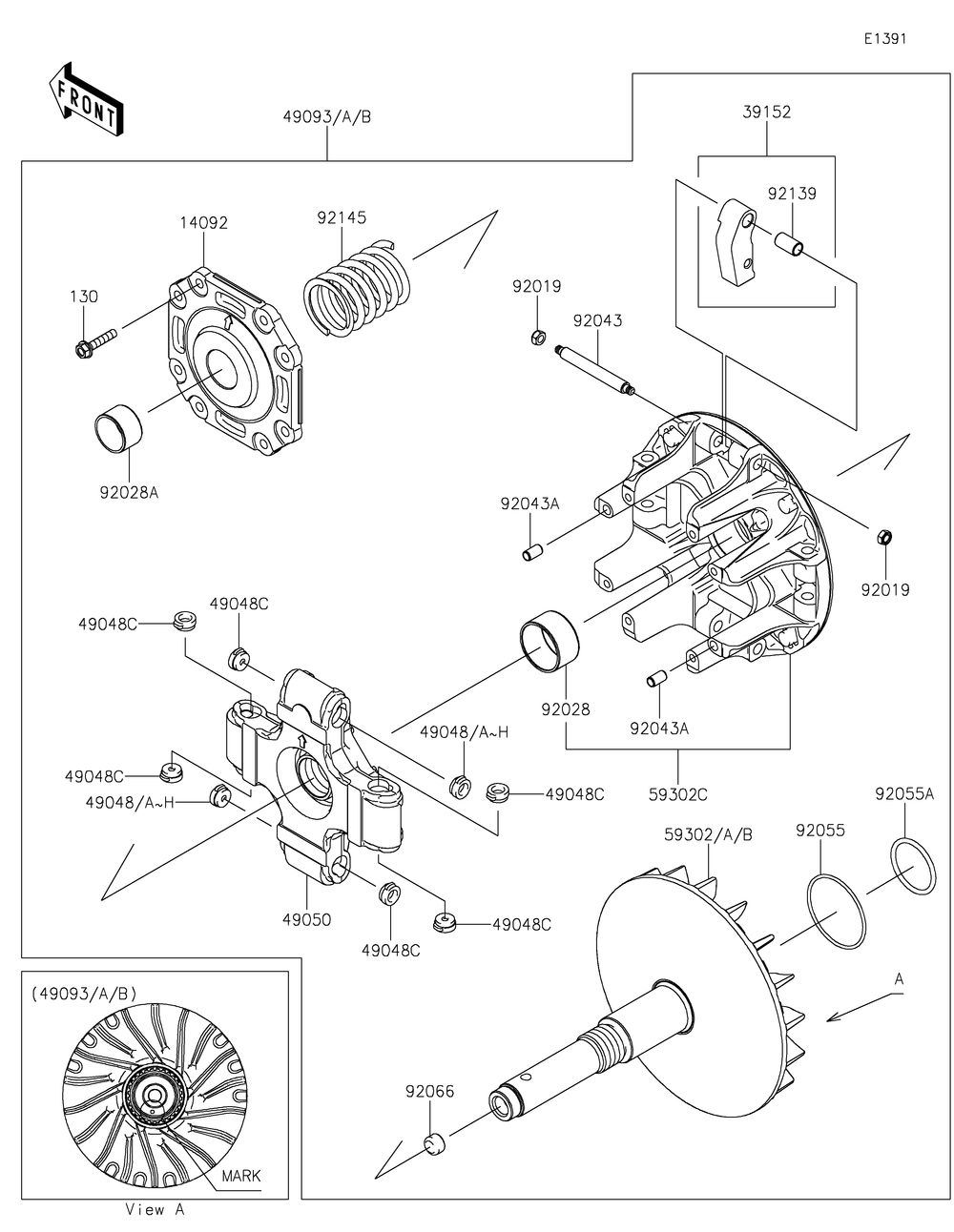 Drive Converter Diagram and Parts List for KAF820BMFNL 2021 Kawasaki Lawn Tractor Accessories