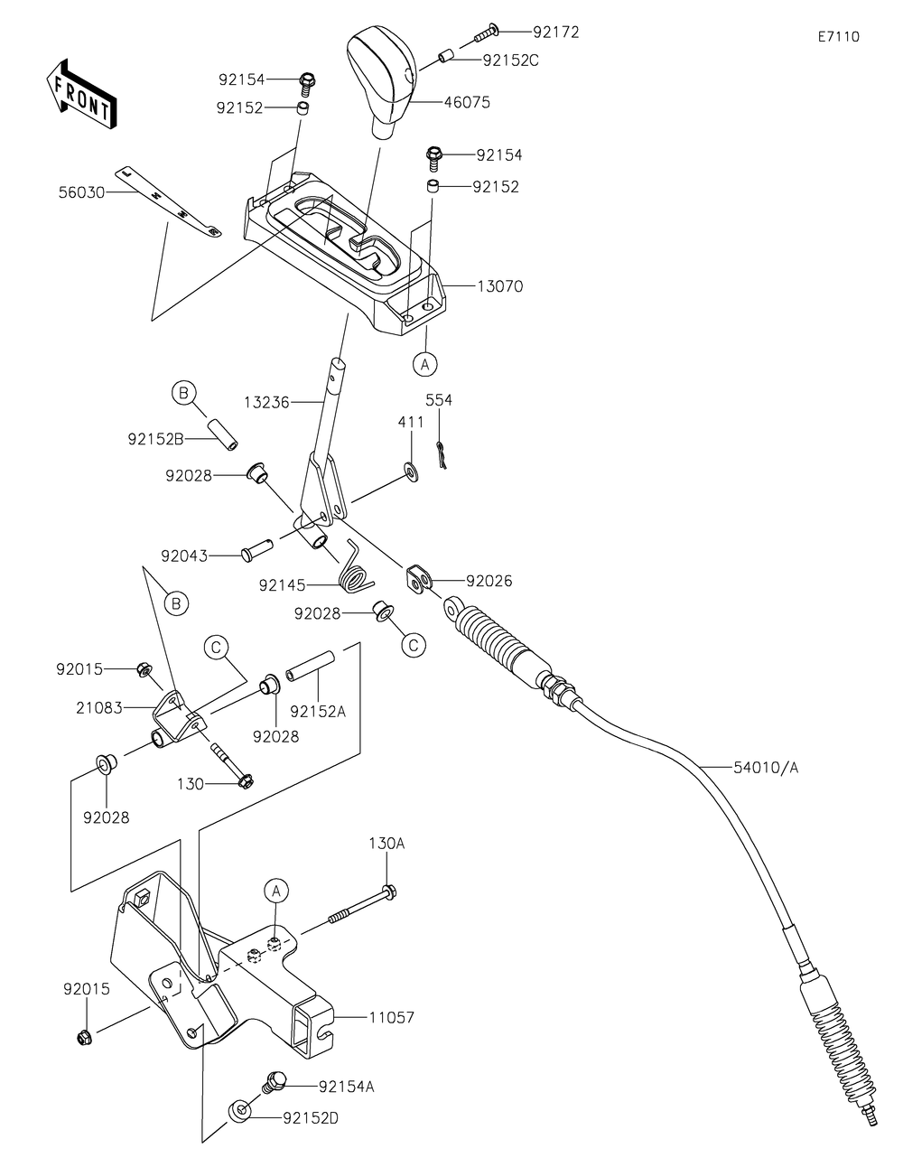 Control Diagram and Parts List for KRF800FLF 2020 Kawasaki Lawn Tractor Accessories